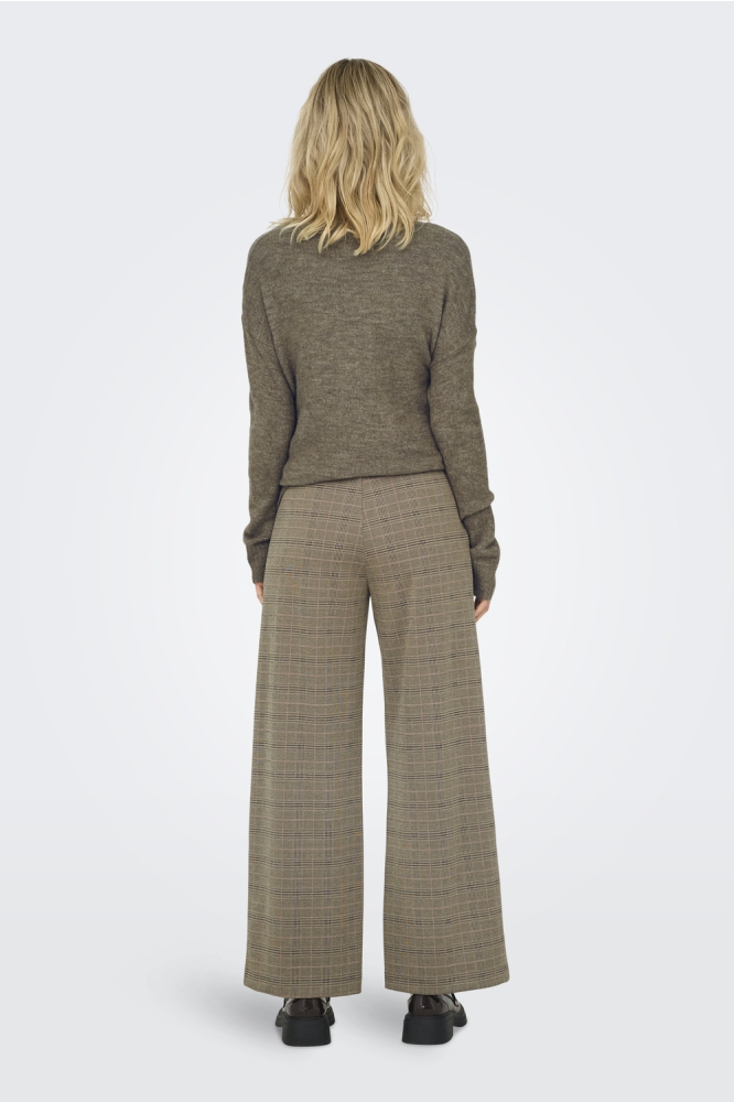 JDYGEGGO MIA LONG CHECK PANT JRS NO 15242797 WALNUT/ROSE CHECK