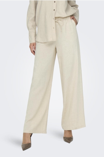 Jacqueline de Yong Broek JDYSAY HW LINEN WIDE PANT WVN NOOS 15318361 Oatmeal/Melange