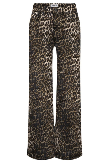 Only Broek ONLJUICY-ANLIE HW WIDE AOP PANT PNT 15342522 BLACK/LEO