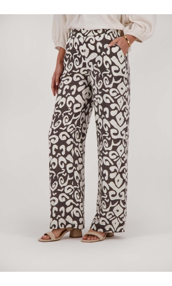 RECHTE BROEK ORNAMENT PRINT 030 0241 1035 ANTRACITEGRIJS/ZAND