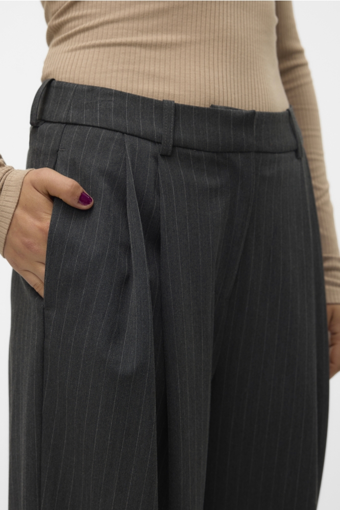 VMSILJE MW WIDE PINSTRIPE PANTS 10319718 Dark Grey Melan/PINSTRIPE