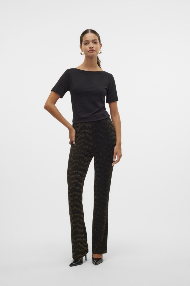 VMLUCY HW GLITTER FLARED PANT JRS 10316752 Black/GOLD LUREX