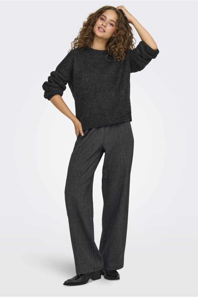 ONLELISE MW WIDE PULL-UP PANT TLR 15324530 Dark Grey Melange