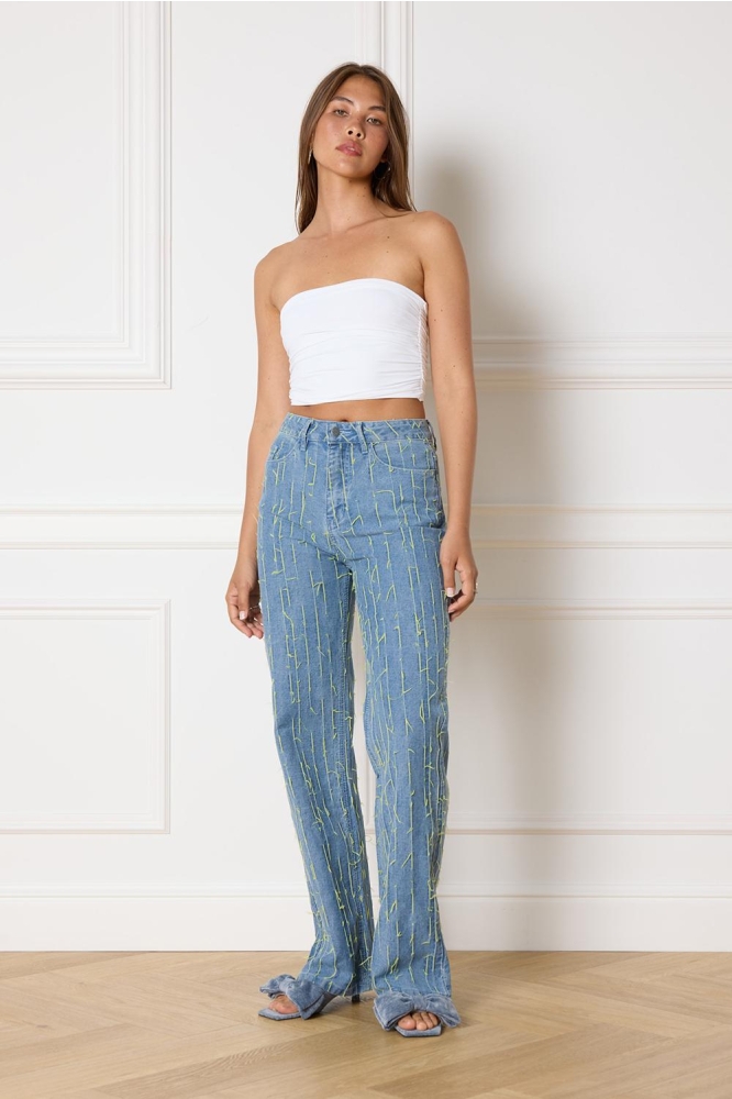 HANNAH WOVEN DENIM PANTS R2407174433 204 BLUE DENIM