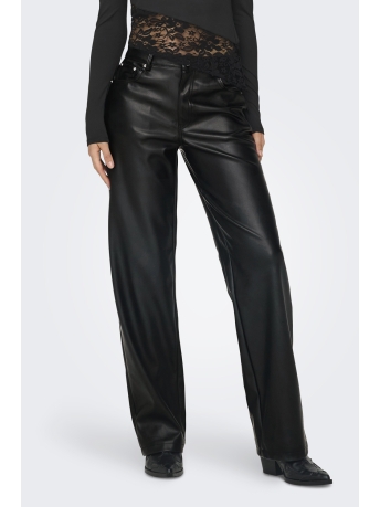 Only Broek ONLKIRI HW STR FAUX LEATHER PNT 15324777 BLACK