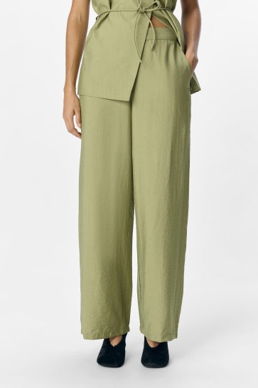 Object Broek OBJYUI HW WIDE PANTS 137 23046027 Mosstone