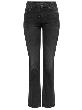 Only Jeans ONLBLUSH MID FLARED RHINESTO DNM TA 15352787 WASHED BLACK/RHINESTONE