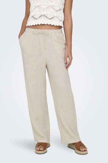 Only Broek ONLSIESTA MW PULL-UP LINEN BL PNT N 15322263 MOONBEAM