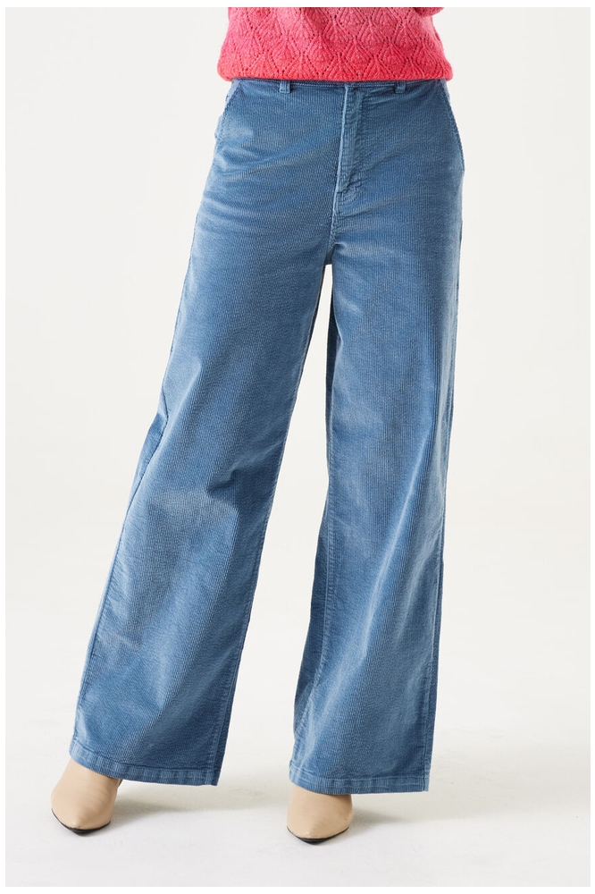 BROEK MET RIBPATROON U40112 2136 Faded denim