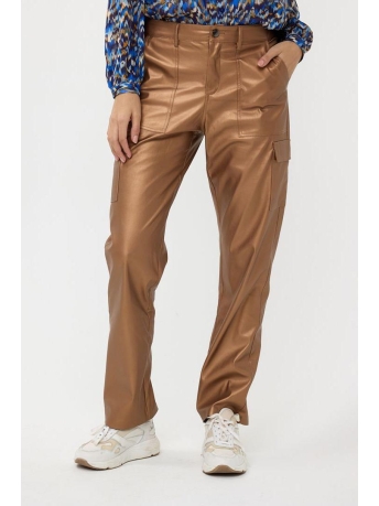 EsQualo Broek TROUSERS CARGO VEGAN LEATHER F24 11507 750 BRANDY