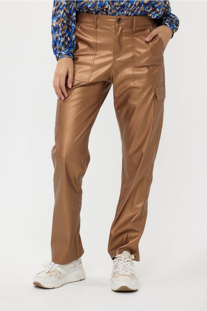 TROUSERS CARGO VEGAN LEATHER F24 11507 750 BRANDY