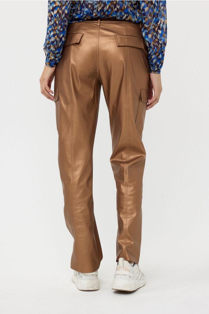 TROUSERS CARGO VEGAN LEATHER F24 11507 750 BRANDY