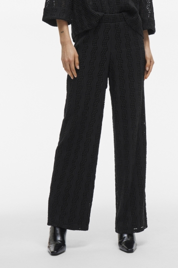 Vila Broek VILUMENA HW WIDE PANTS 14103894 BLACK BEAUTY