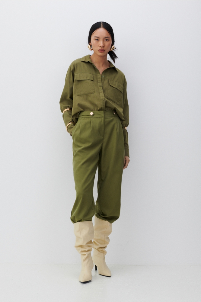 VIELINA HW BUTTON REGULAR FIT PANTS 14104682 Capulet Olive