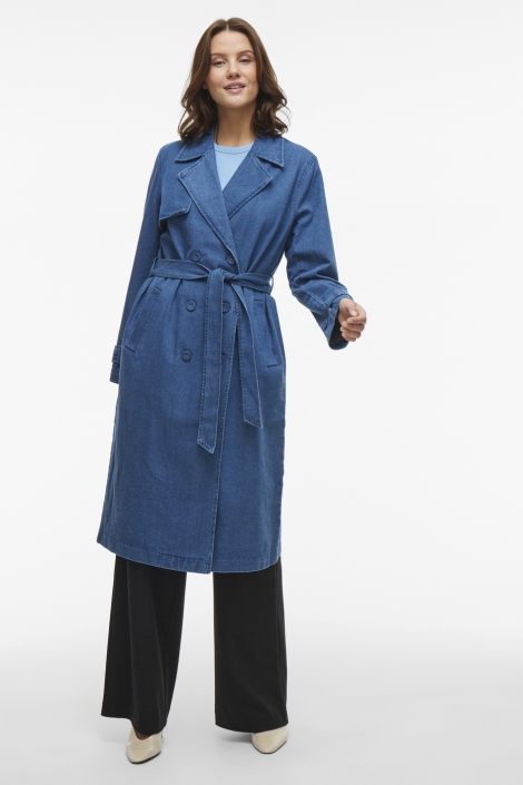 Vila vici new l/s denim trench coat