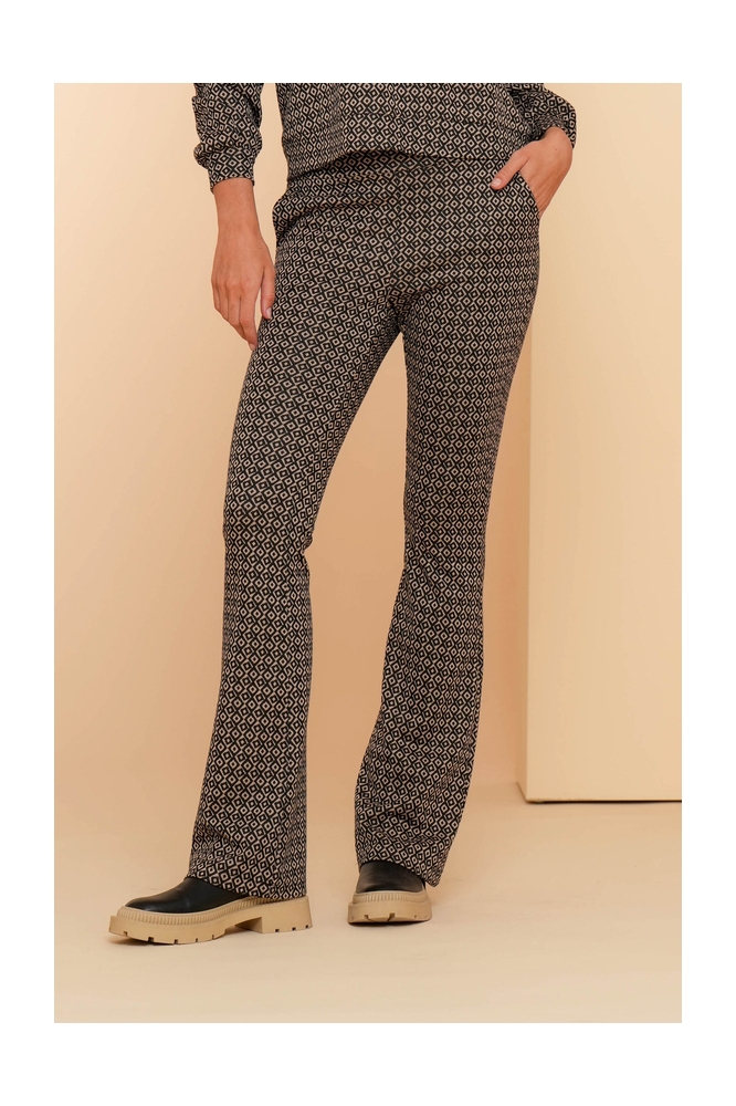 BROEK MET MINIMAL PRINT 41552 70 Black/Sand