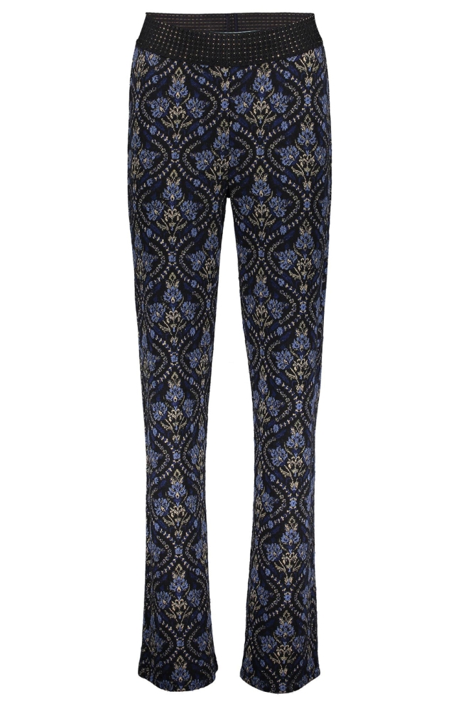 FLARE BROEK MET PRINT 41674 20 Black/Blue combi