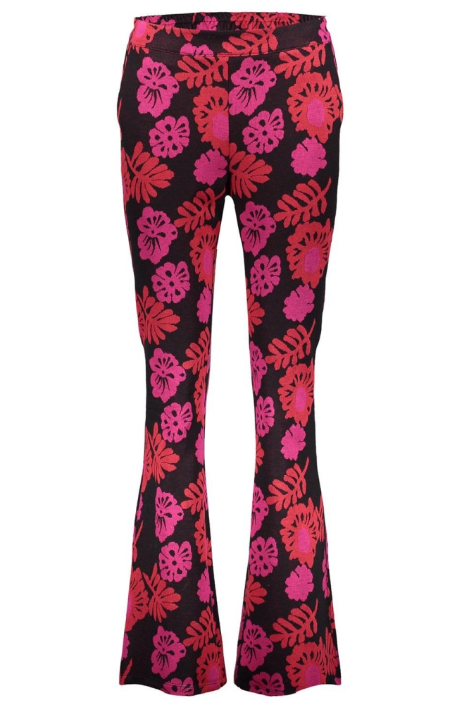 FLARED PANTALON MET JAQCUARD 41831 70 000999 BLACK/RED/FUCHSIA