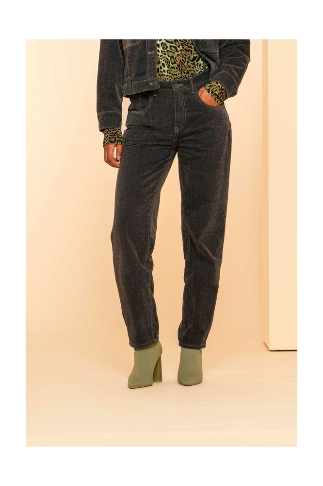 HIGHWAIST VELVET JEANS 41507 10 Indigo/Camel