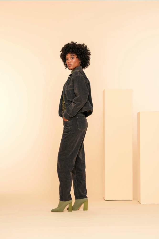 HIGHWAIST VELVET JEANS 41507 10 Indigo/Camel