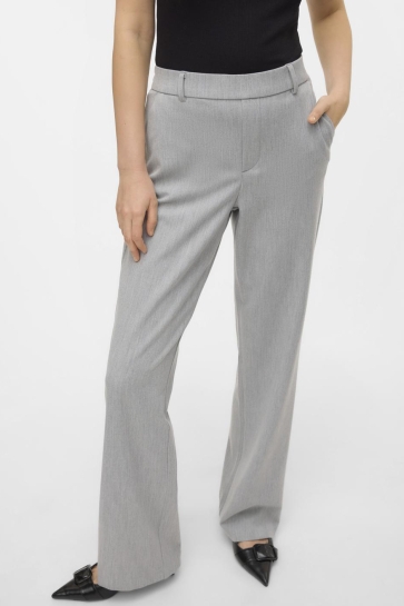 Vero Moda Broek VMMAYA MW STRAIGHT SOLID PANT NOOS 10267718 LIGHT GREY MELANGE