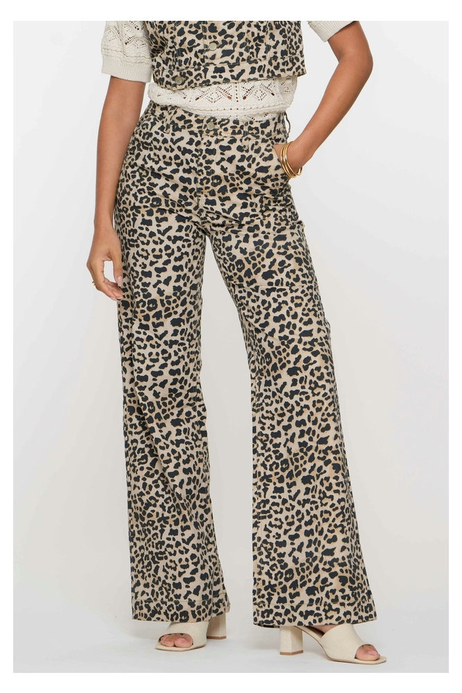 JEANS MET LUIPAARD PATROON 51041 10 000720 Sand/Leopard print