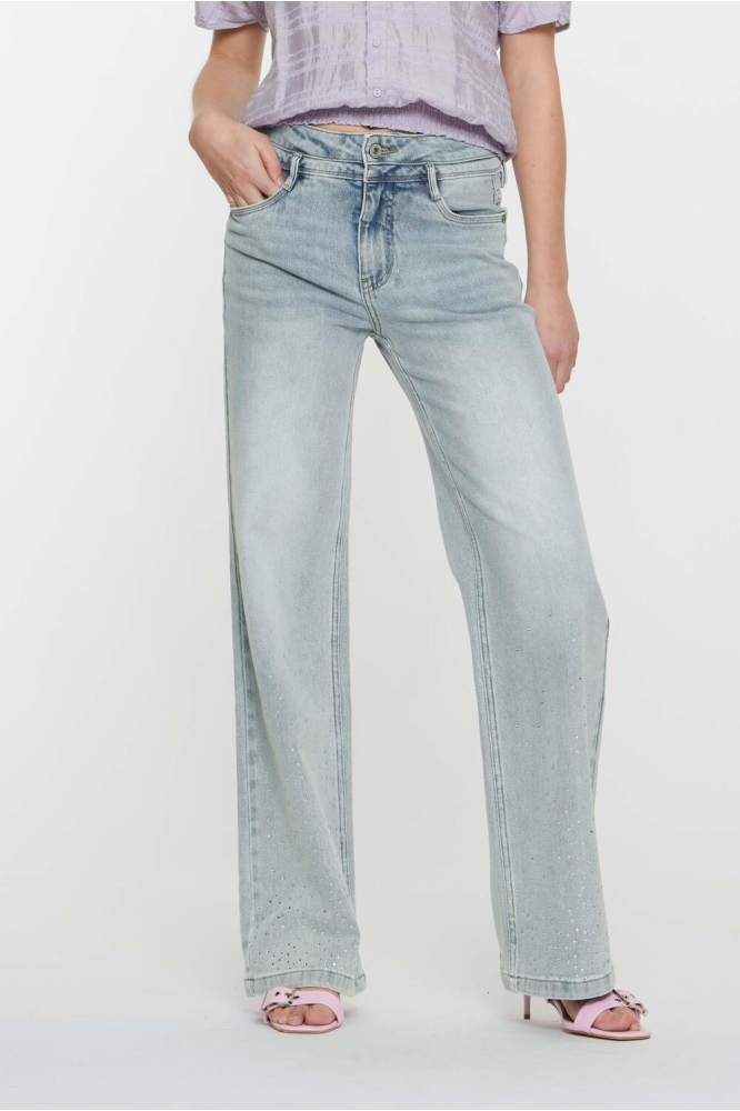 JEANS MET STRASS STEENTJES 51044 10 000836 Heavy Bleached denim