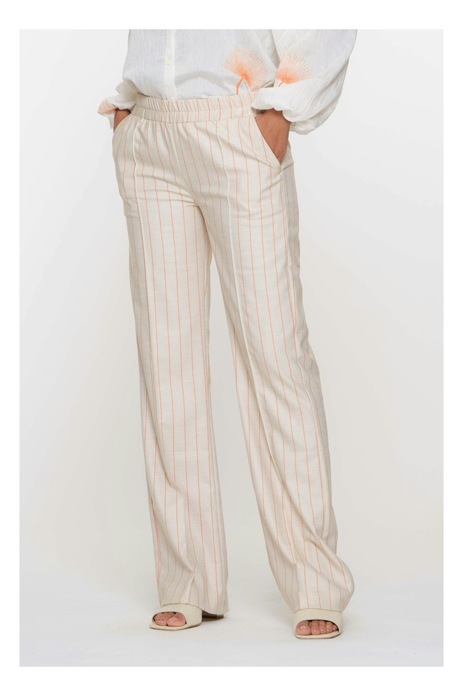 BROEK PINSTRIPE 51228 20 SAND/ORANGE