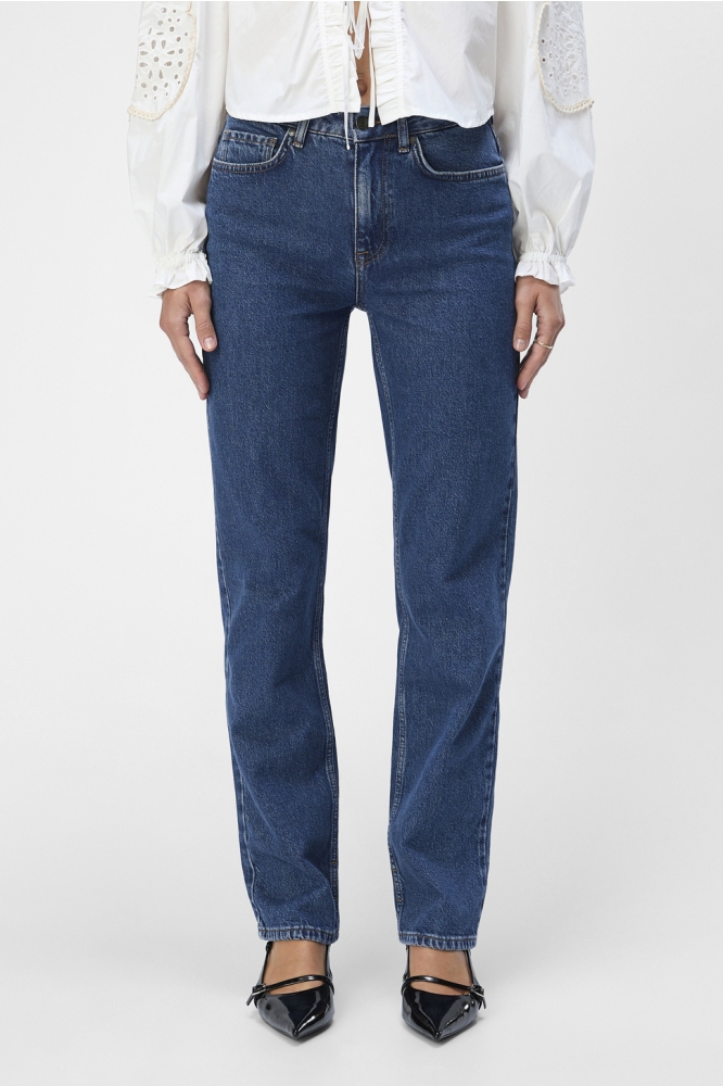 OBJSAVA ELLEN MW STRAIGHT JEANS NOO 23044715 Medium Blue Denim