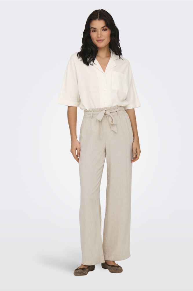 JDYSAY MW LINEN BELT PANT WVN NOOS 15254626 Oatmeal/MELANGE 25