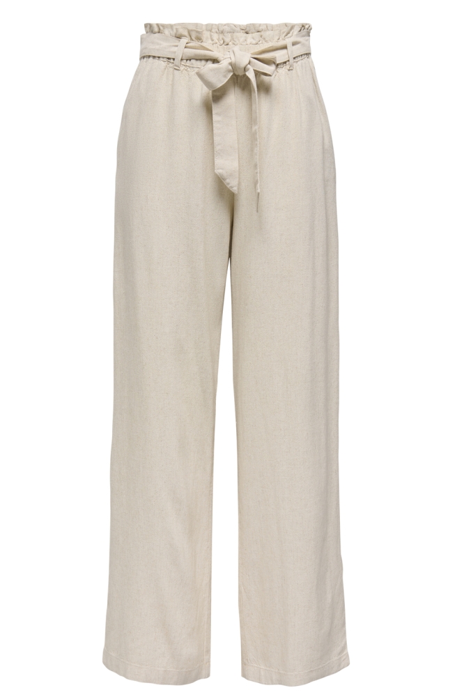 JDYSAY MW LINEN BELT PANT WVN NOOS 15254626 Oatmeal/MELANGE 25