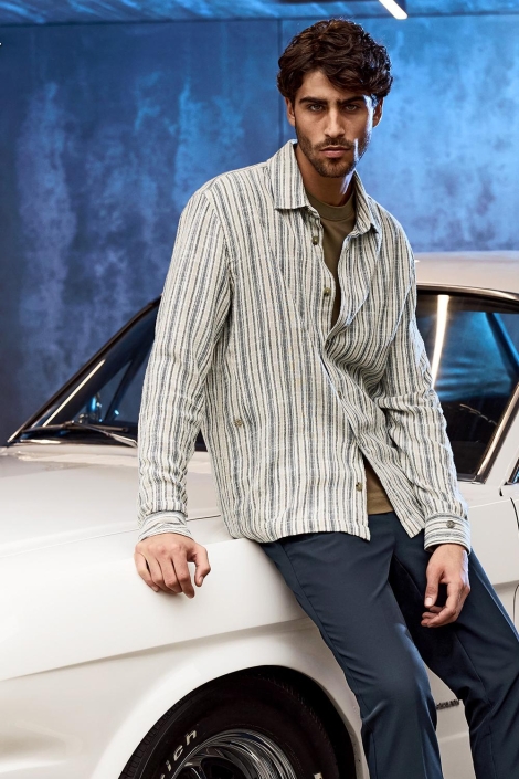 Cast Iron long sleeve shirt slub twill strip