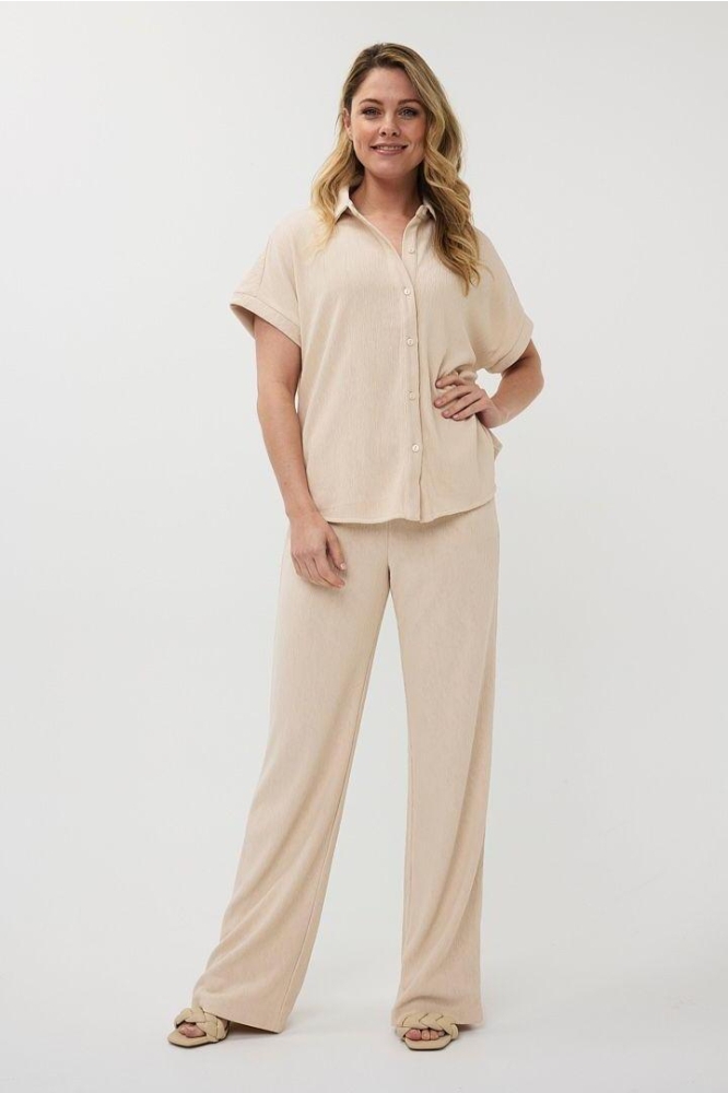 TROUSERS FANCY CRINKLE SP25 30017 168 light sand