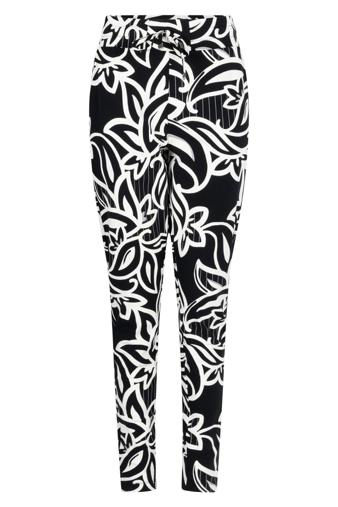 AMY PRINTED TRAVEL PANT 244 1140 BLACK/IVORY