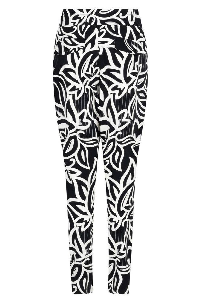 AMY PRINTED TRAVEL PANT 244 1140 BLACK/IVORY