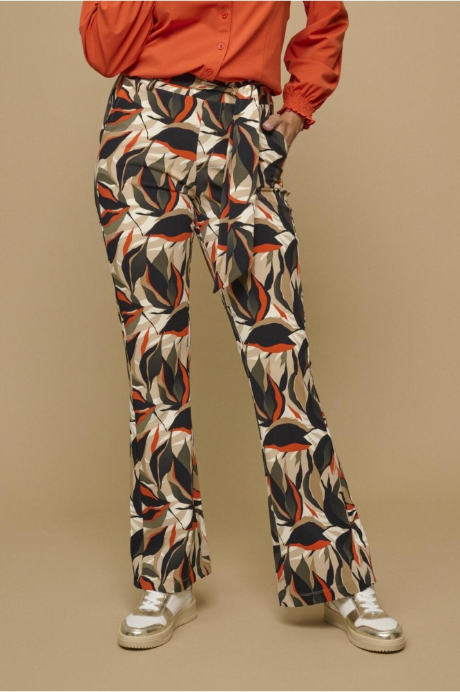 BIBA PRINTED TRAVEL TROUSER 244 1190 REDCLAY/CAMEL