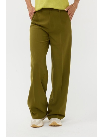 EsQualo Broek TROUSER WIDE ELASTIC CITY F24 10547 MOSS GREEN