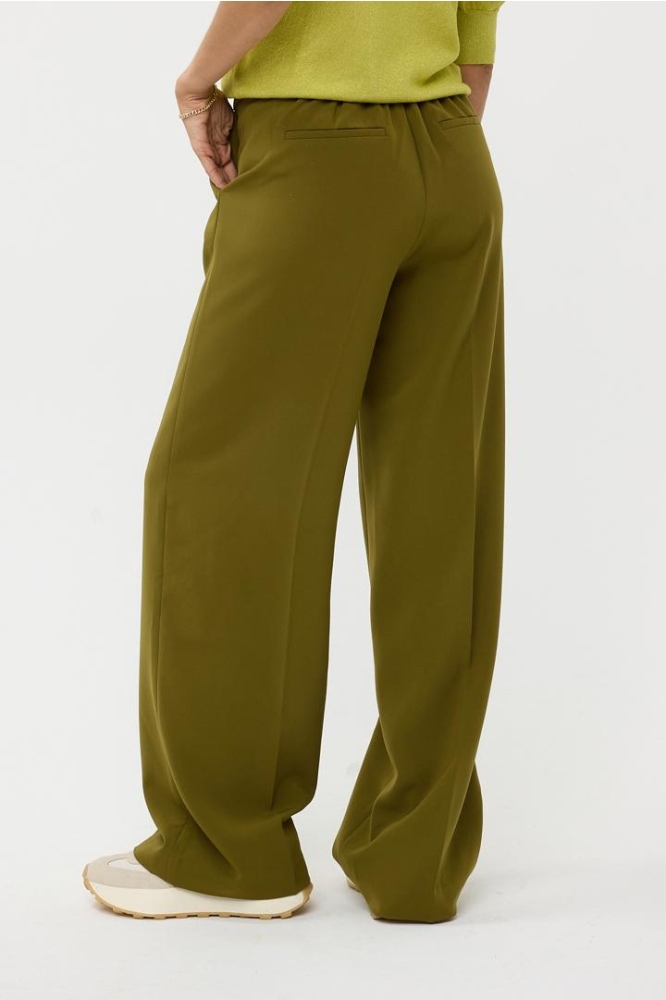 TROUSER WIDE ELASTIC CITY F24 10547 MOSS GREEN