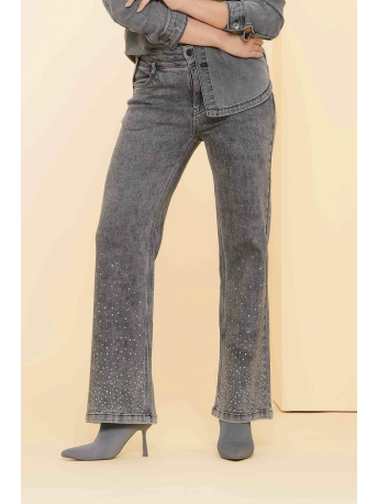 Geisha Jeans WIDE JEANS MET STRASS STEENTJES 41800 10 805 grey denim