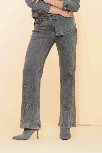 Geisha Jeans WIDE JEANS MET STRASS STEENTJES 41800 10 805 grey denim