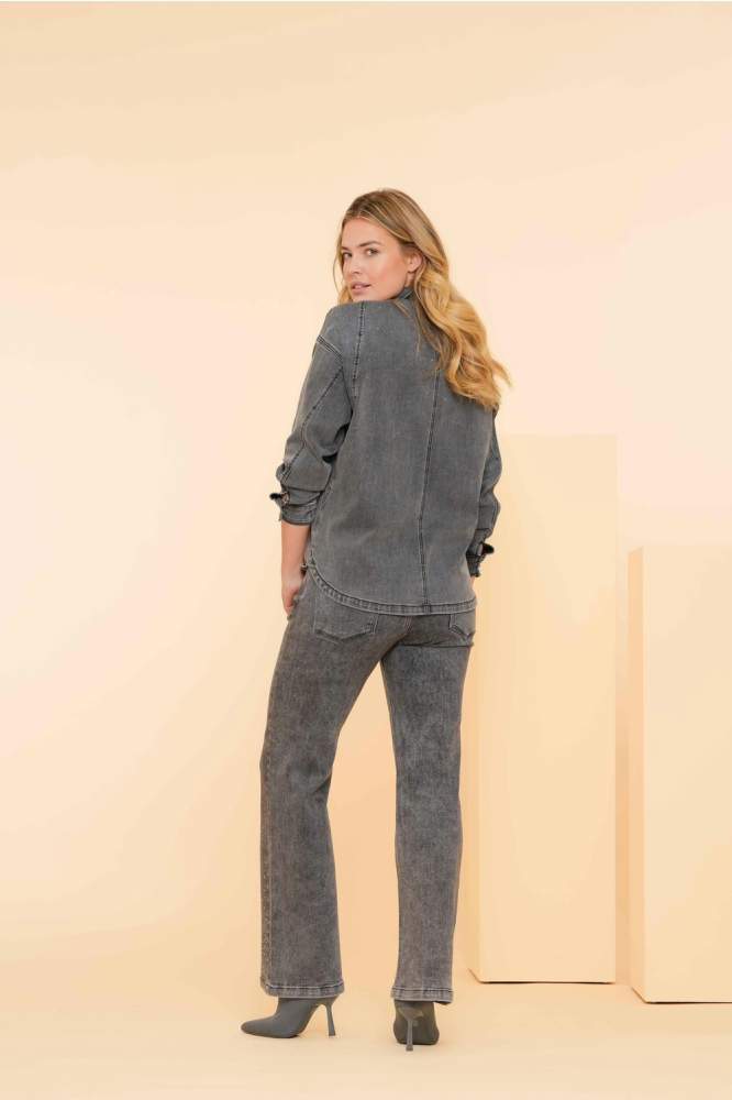 WIDE JEANS MET STRASS STEENTJES 41800 10 805 grey denim