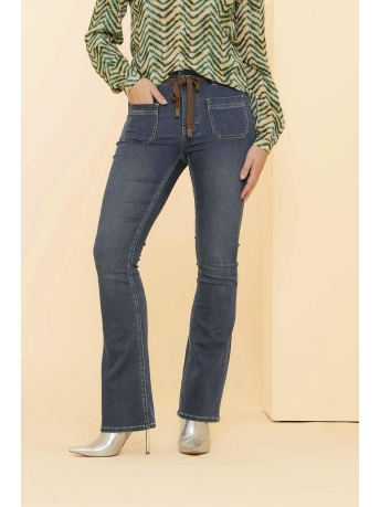 Geisha Jeans FLARED JEANS MET OPGESTIKTE ZAKKEN 41810 10 625 blue stone denim