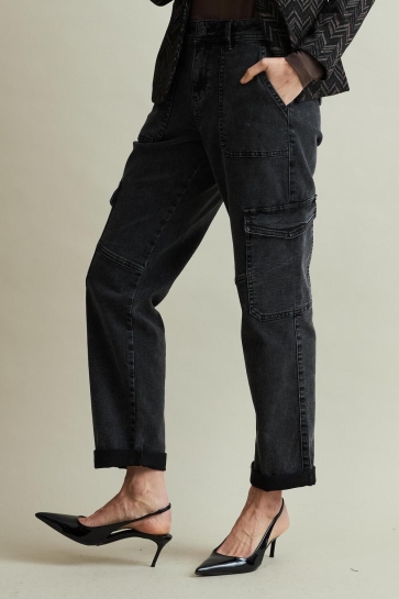 Red Button Jeans CARGO BLACK DENIM SRB4365 BLACK