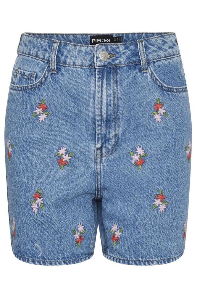 PCSKY HW EMBROIDERY SHORTS 17148991 Light Blue denim/EMBROIDERY