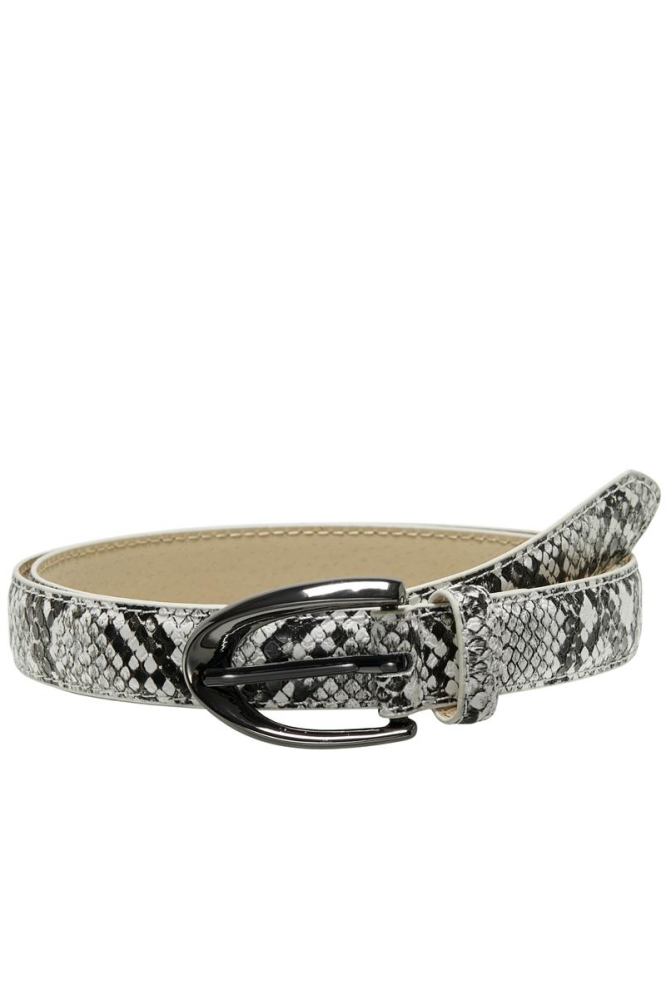 ONLMILLIE SNAKE PU JEANS BELT ACC 15328061 CLOUD DANCER/GUN METAL