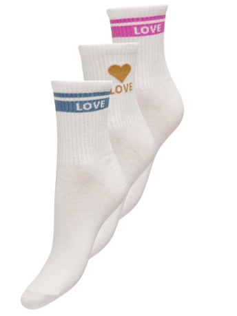 Only Accessoire ONLTALIA TENNIS SOCK 3-PACK ACC 15327452 GOLD COLOUR/LOVE