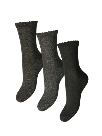 Pieces Accessoire PCSEBBY GLITTER LONG 3-PACK SOCKS N 17114641 BLACK