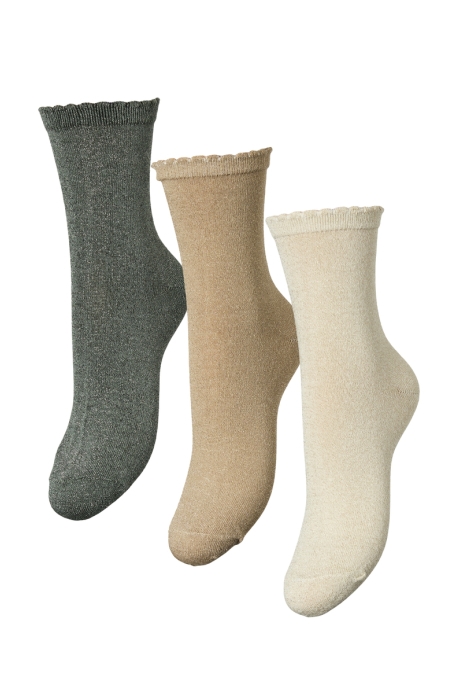 Pieces pcsebby glitter long 3-pack socks n