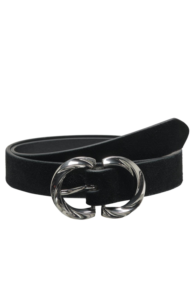 ONLFINE LEATHER JEANS BELT ACC 15312130 BLACK/SILVER METAL