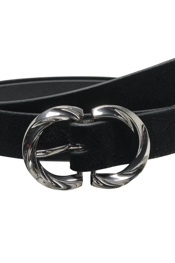 ONLFINE LEATHER JEANS BELT ACC 15312130 BLACK/SILVER METAL